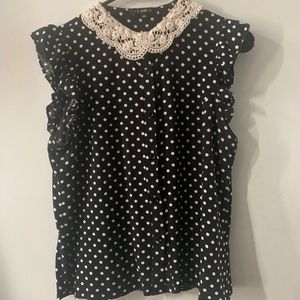 Black and white polka dot top